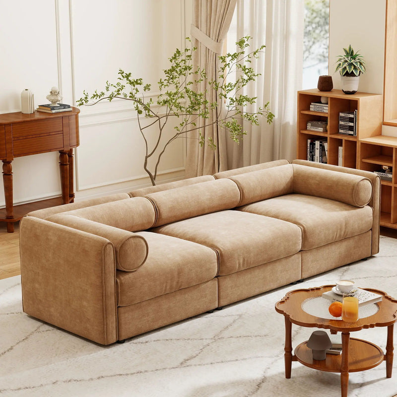 Stylish Sofa With Storage Seat And Cylindrical Backrest by Unique Piece Furniture