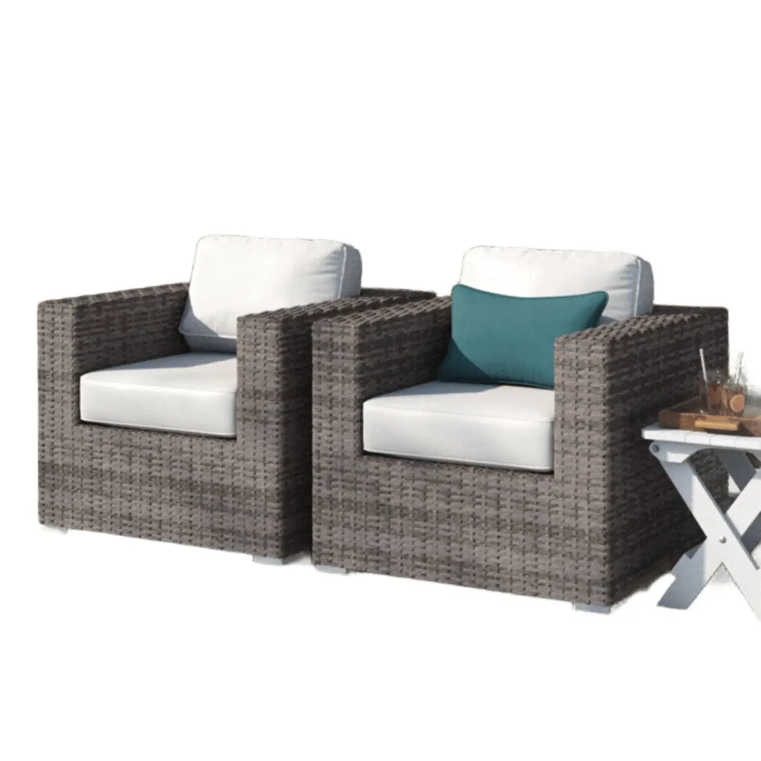 Grade - Club Patio Chair With Sunbrella Cushions (Set of 2) - Gray Mix / White by Unique Piece Furniture