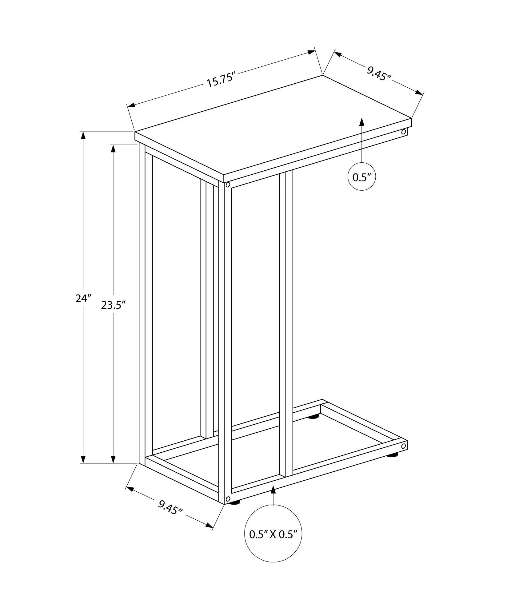 Accent Table, C - Shaped, Space-Saving Functionality by Unique Piece Furniture