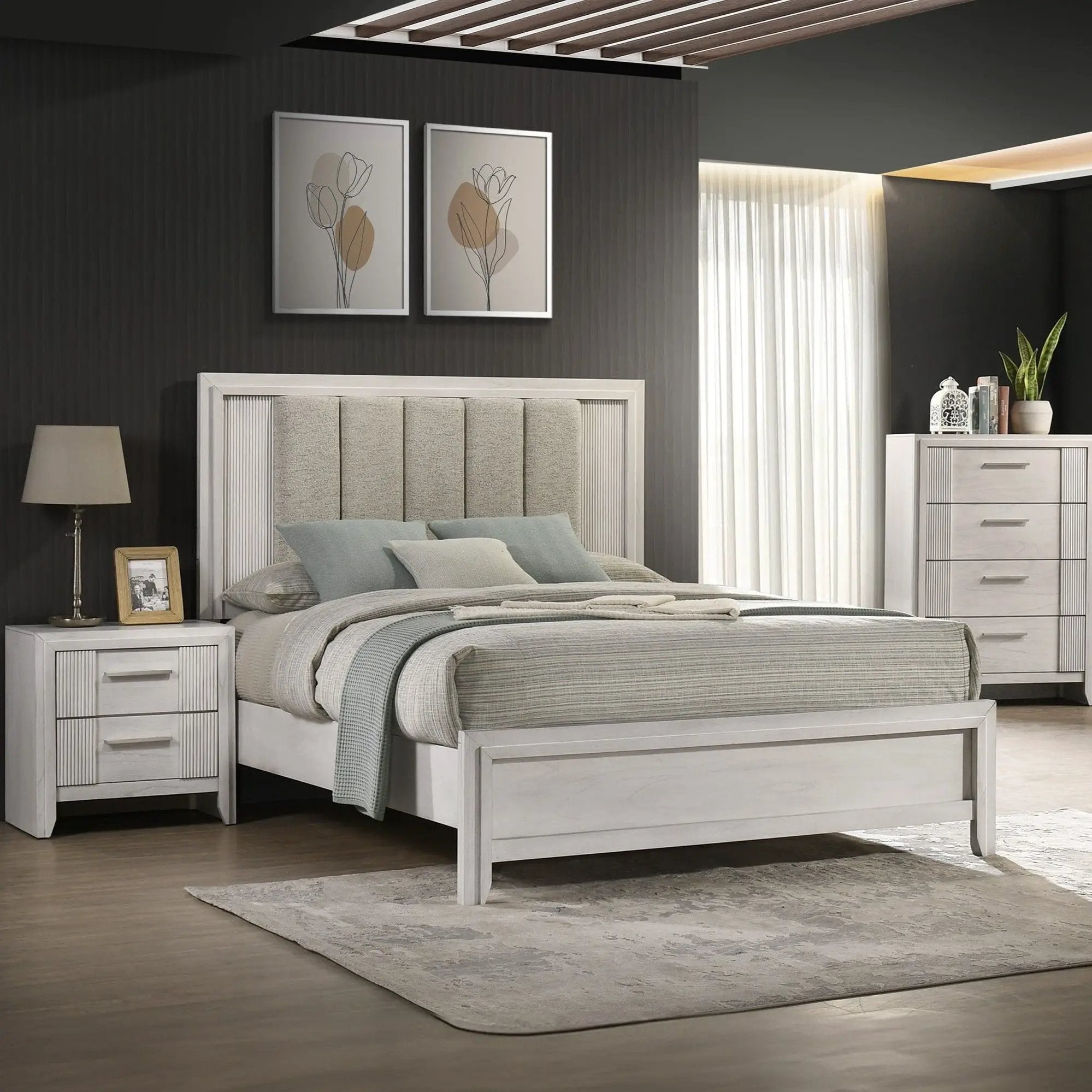 4 Drawer Tall Storage Chest Furniture - White by Unique Piece Furniture