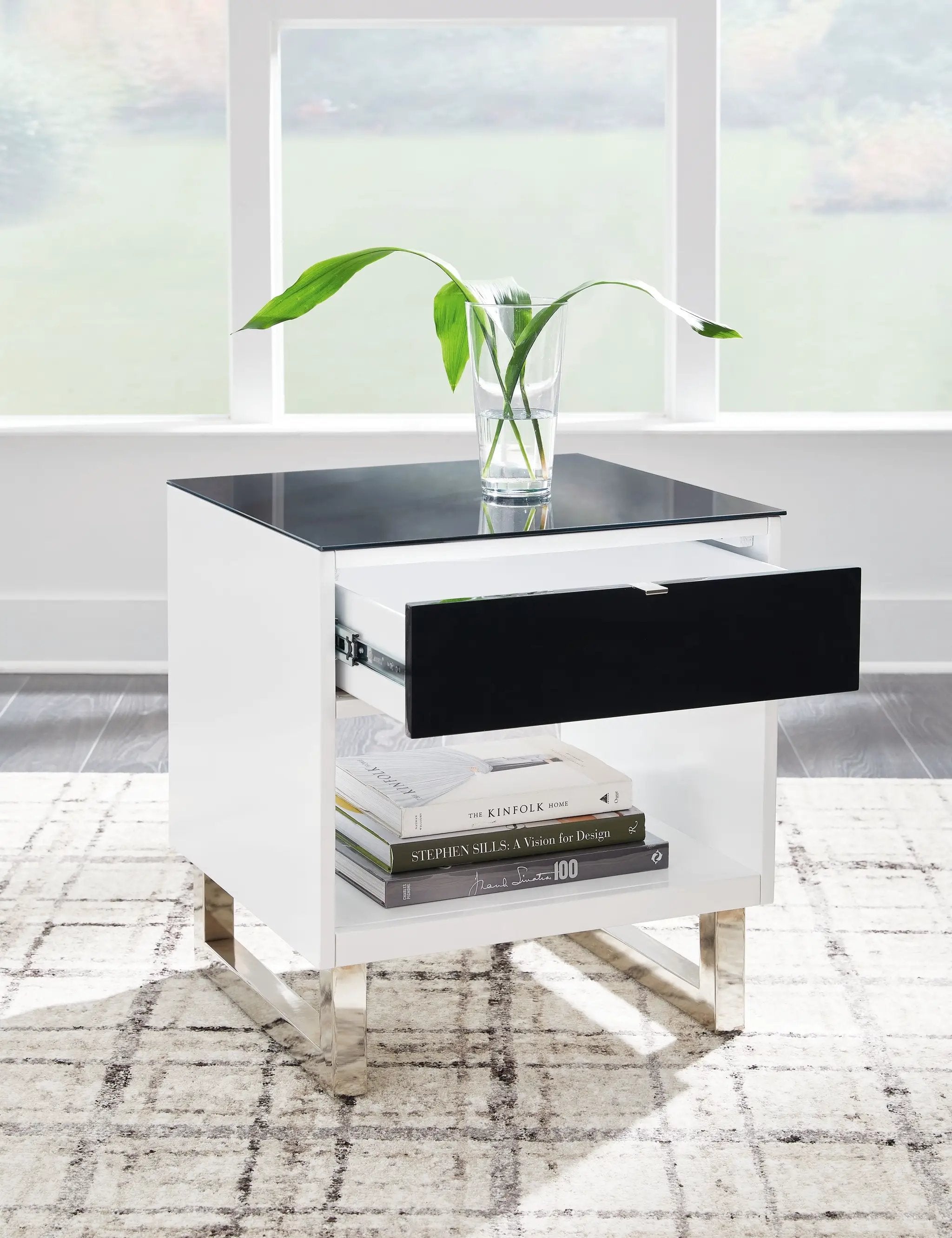 Gardoni - Rectangular End Table - White / Black by Unique Piece Furniture