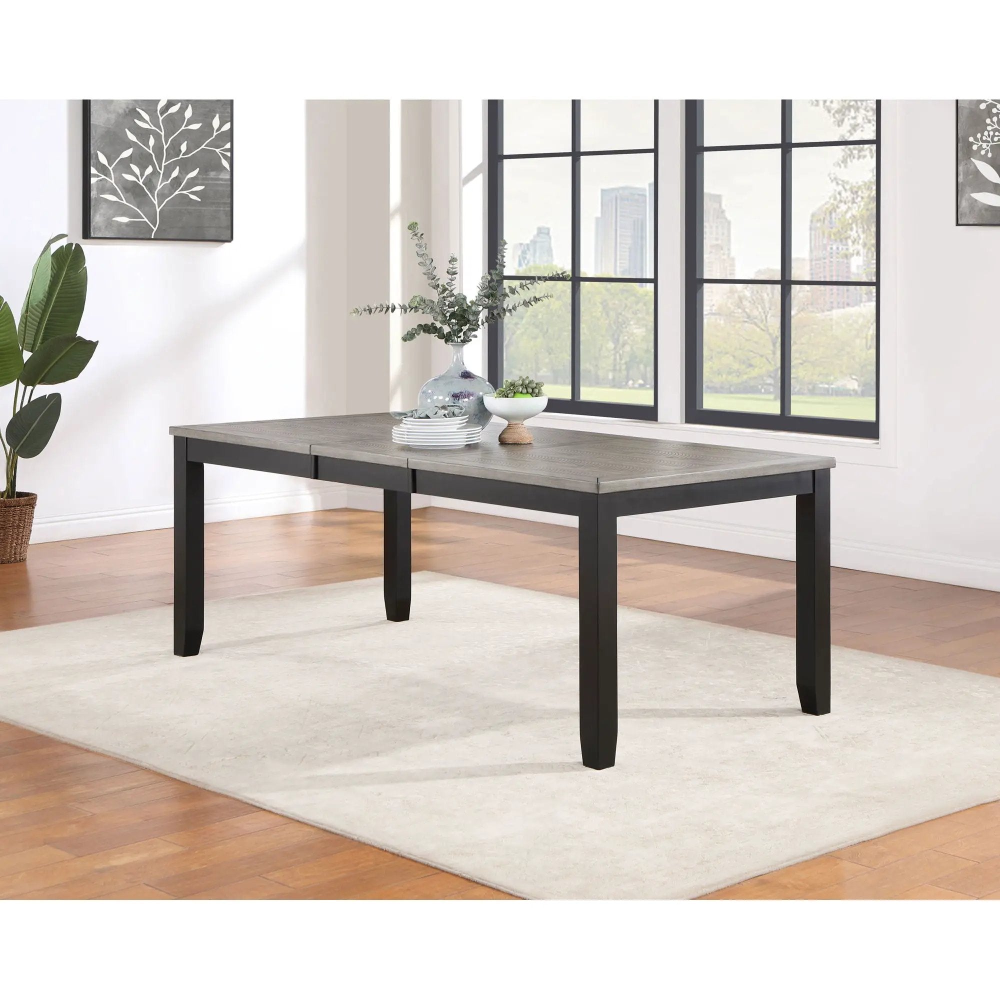 Centera - Rectangular Dining Table With Extension Leaf - Gray