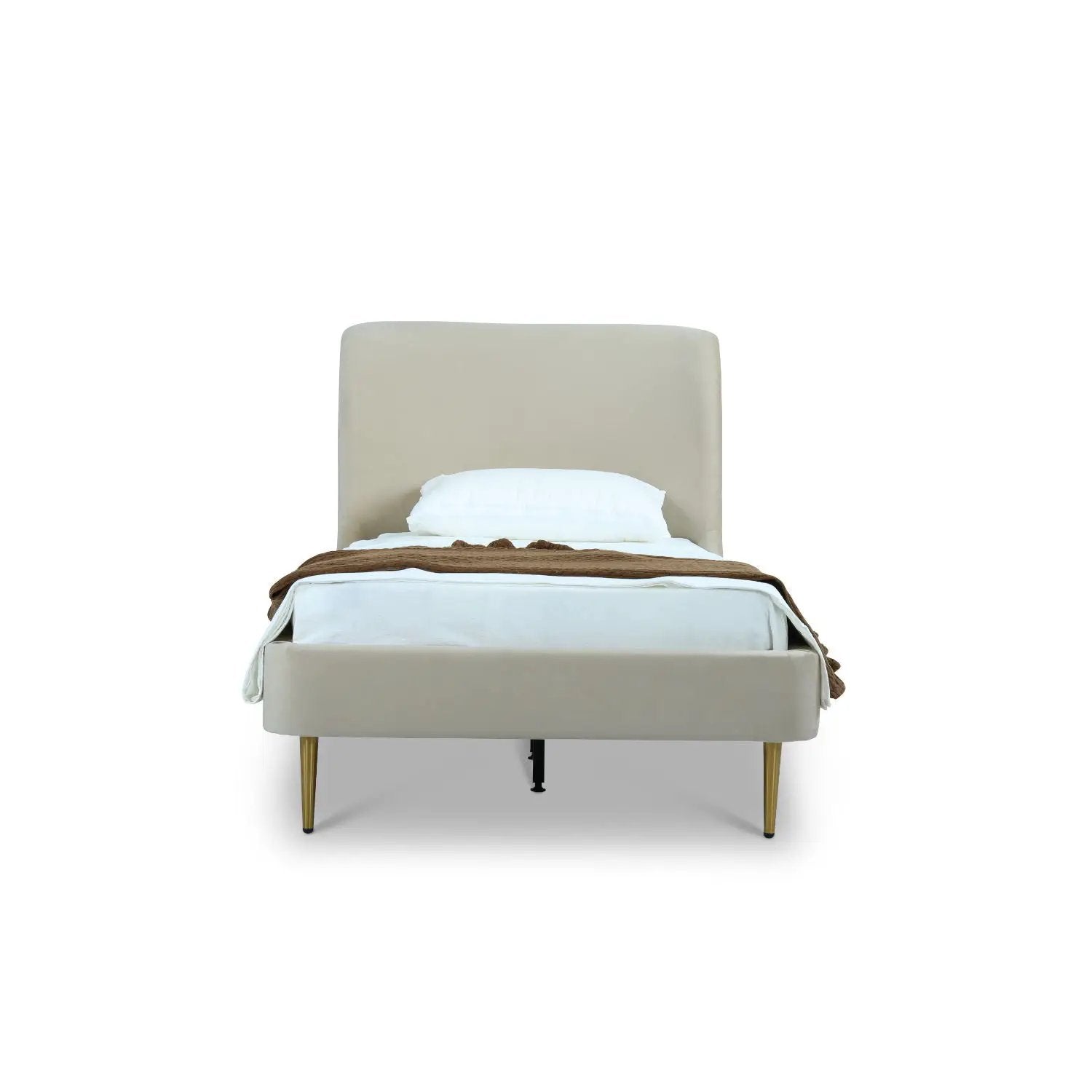 Mid-Century Modern Upholstered Bed With Curved Headboard