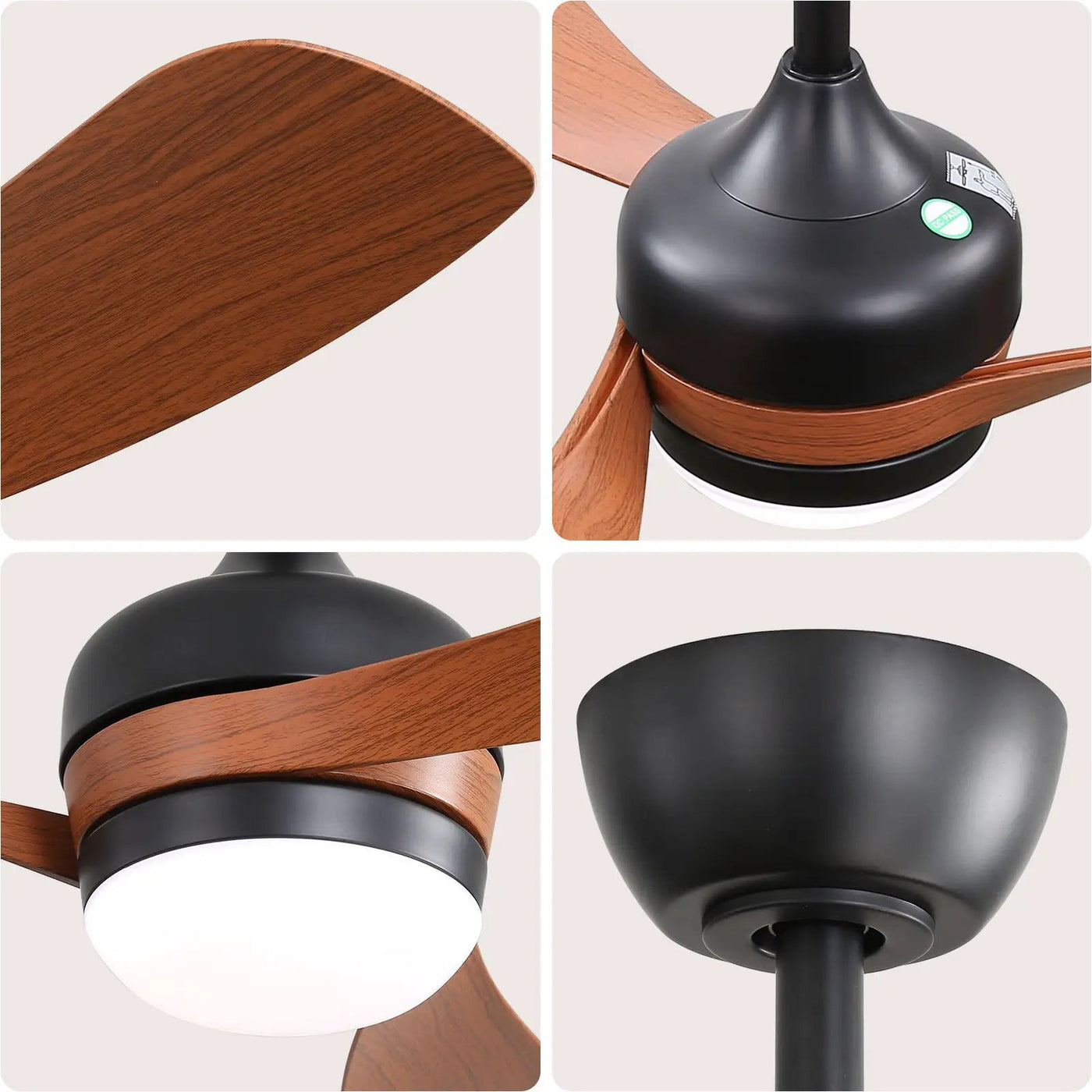 Ceiling Fan With 3 Blades, Remote Control, Reversible DC Motor, Noiseless Operation, 3 Downrods by Unique Piece Furniture