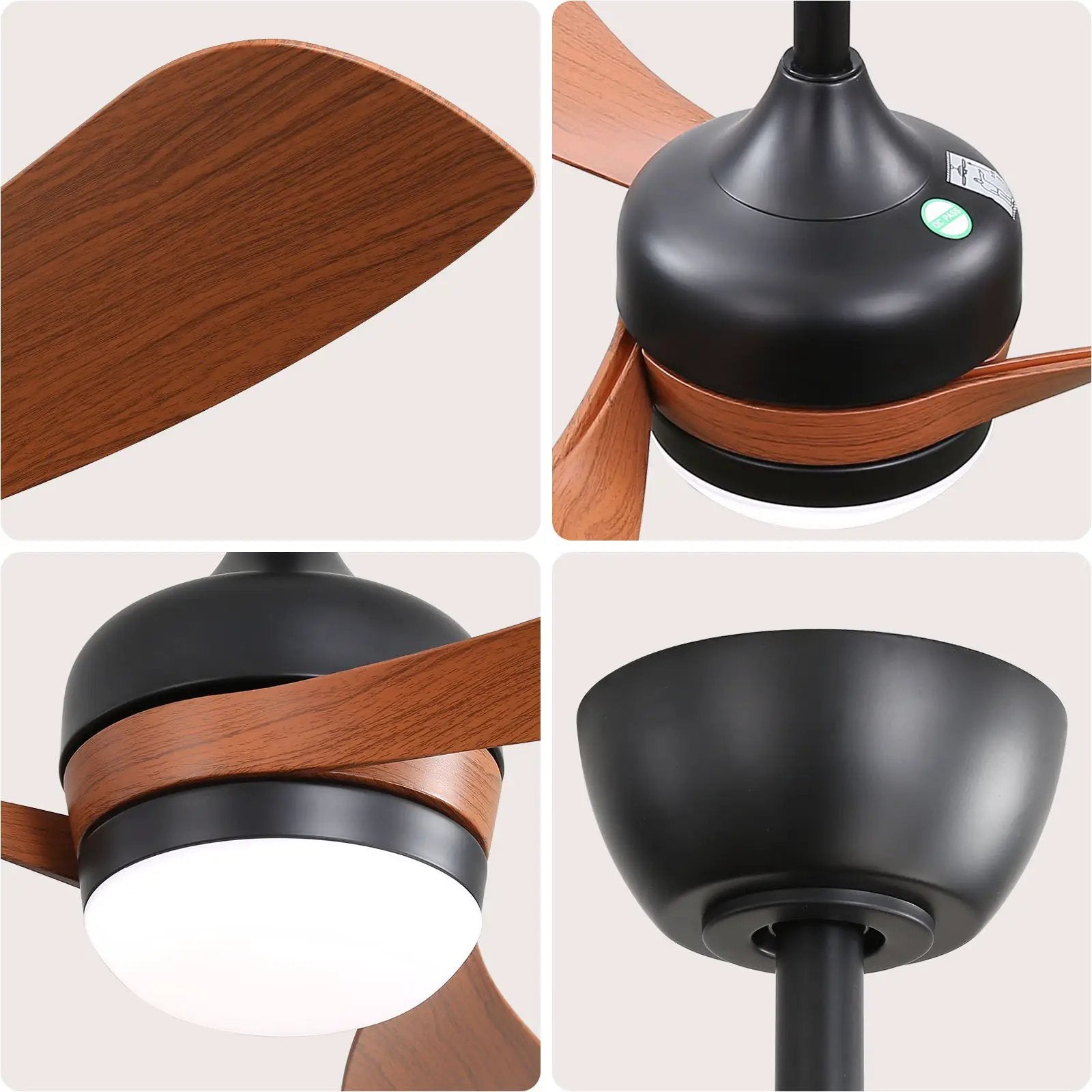 Ceiling Fan With 3 Blades, Remote Control, Reversible DC Motor, Noiseless Operation, 3 Downrods by Unique Piece Furniture