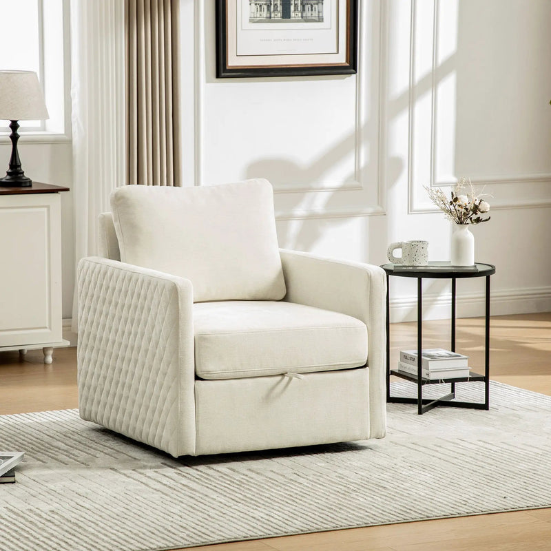 29.5''W Upholstered 360° Swivel Armchair with Hidden Storage by HouseOfZazla
