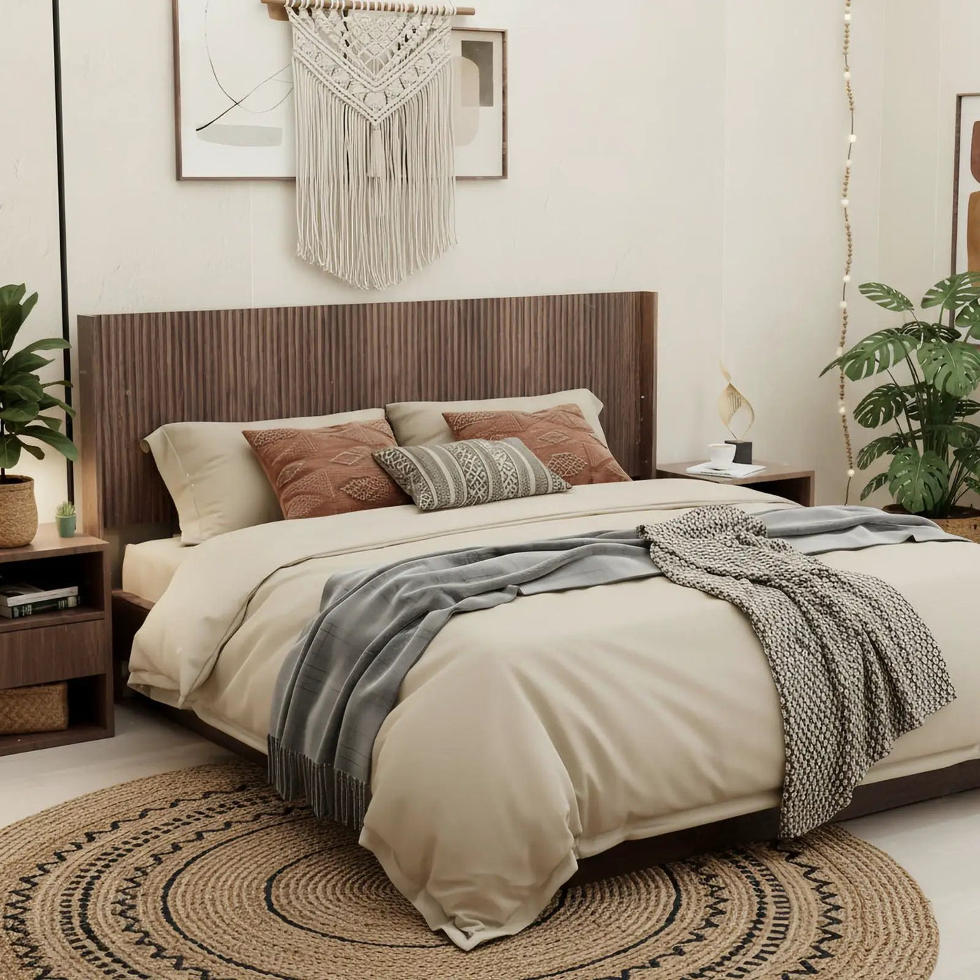 Modern Wide Wall Mounted Fluted Panel Headboard by HouseOfZazla
