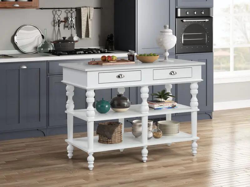 Rorratt - Kitchen Island - Marble Top & White by Unique Piece Furniture