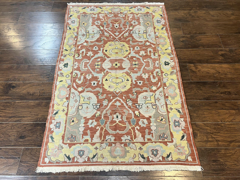 Turkish Flatweave Kilim Rug 4x6, Geometric Wool Handmade Carpet, Vintage by Jewel Rugs