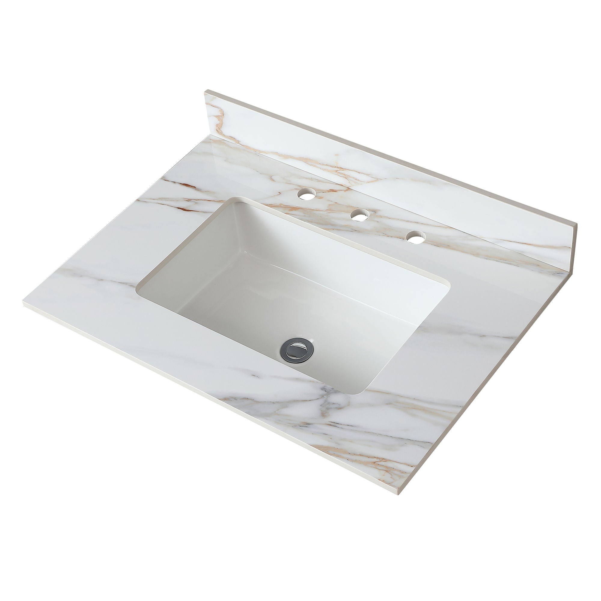 Vanity Top With Undermount Sink And Backsplash, Sintered Stone by HouseOfZazla