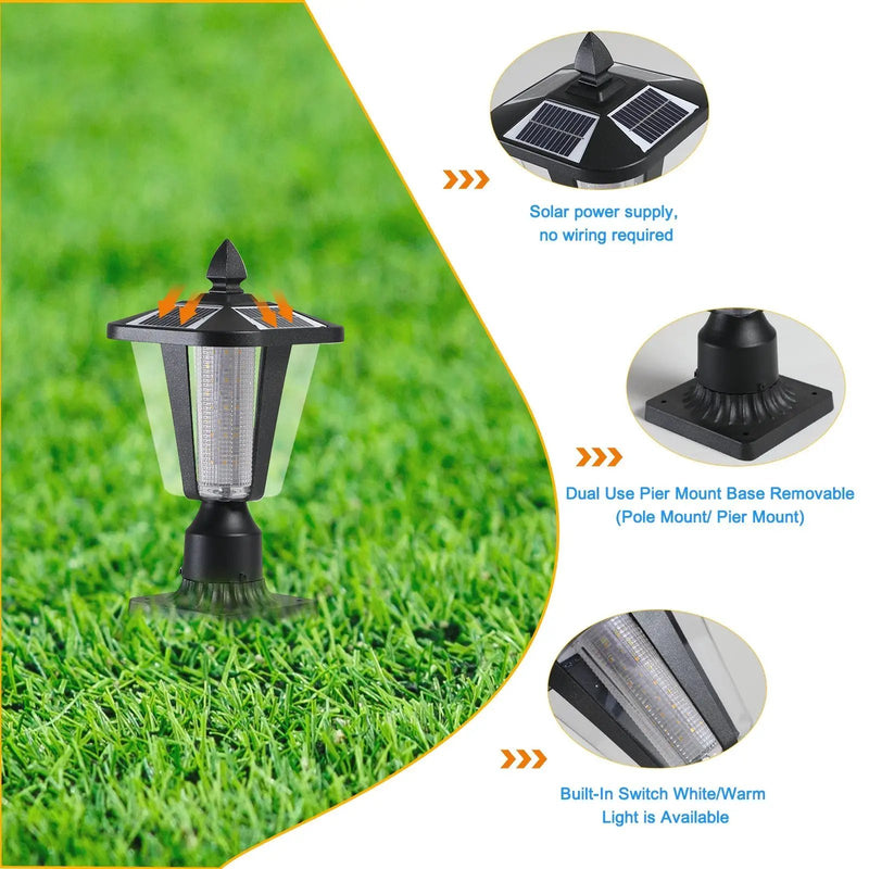 15' Solar Powered Outdoor Lantern, Modern Garden Light with LED (2-Pack) by HouseOfZazla