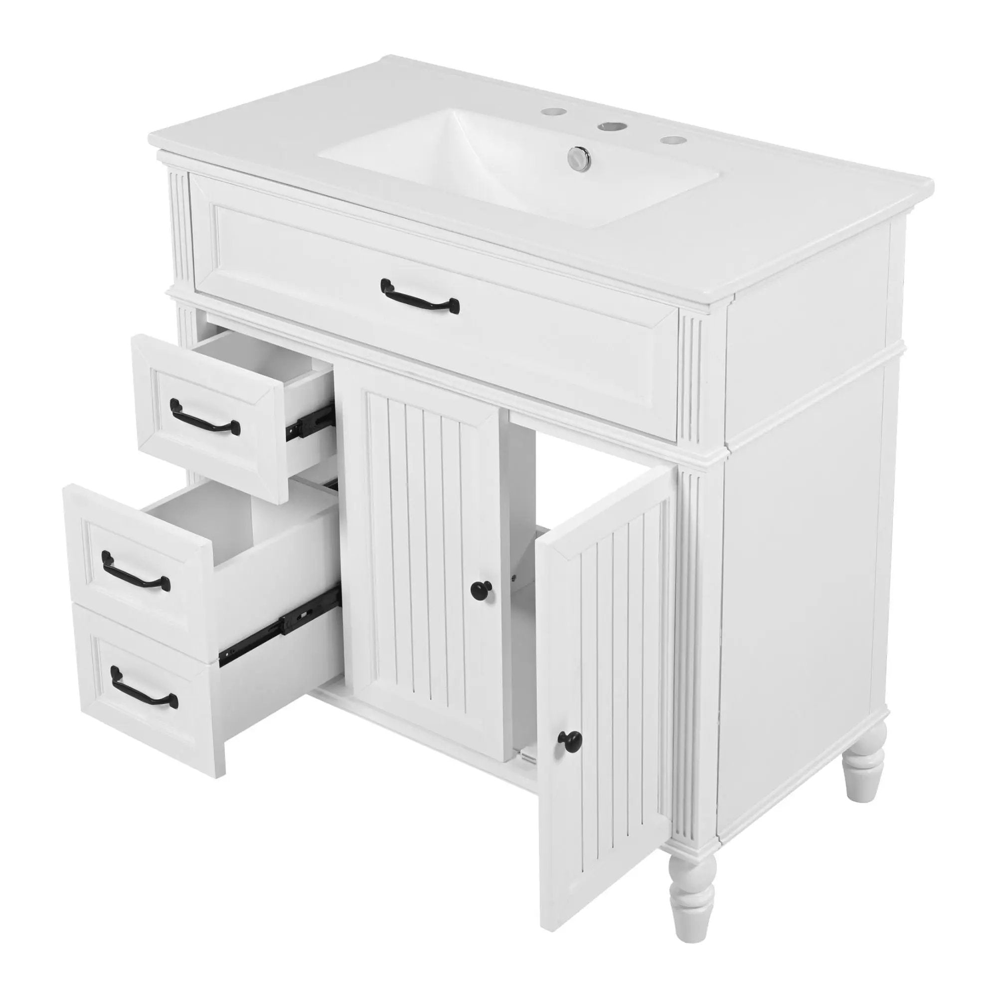 Bathroom Vanity With Sink, 2 Doors 2 Drawers, Freestanding Design by HouseOfZazla