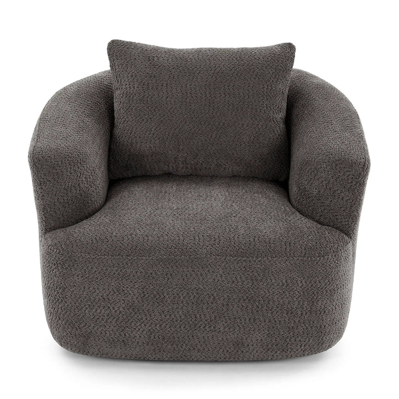 360° Swivel Barrel Sofa Chair With Throw Pillow, Upholstered Accent Chair by Unique Piece Furniture