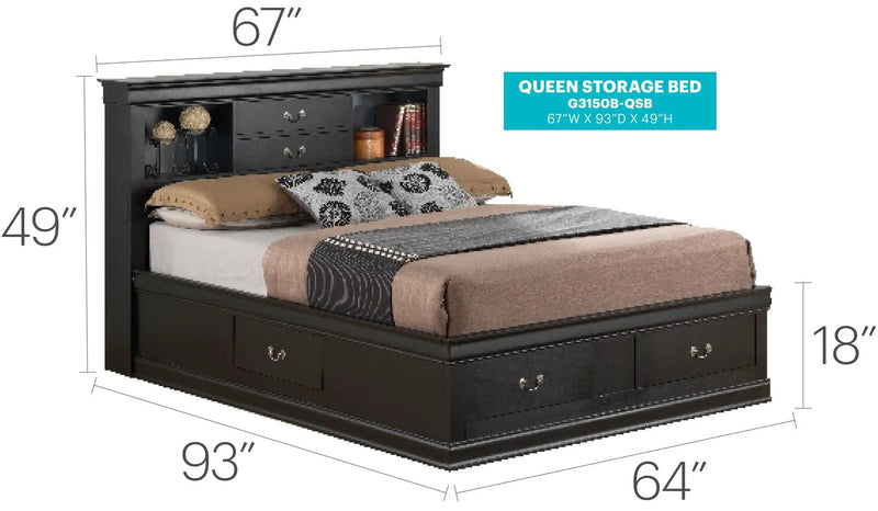 Traditional Style Bookcase Storage Bed by Unique Piece Furniture