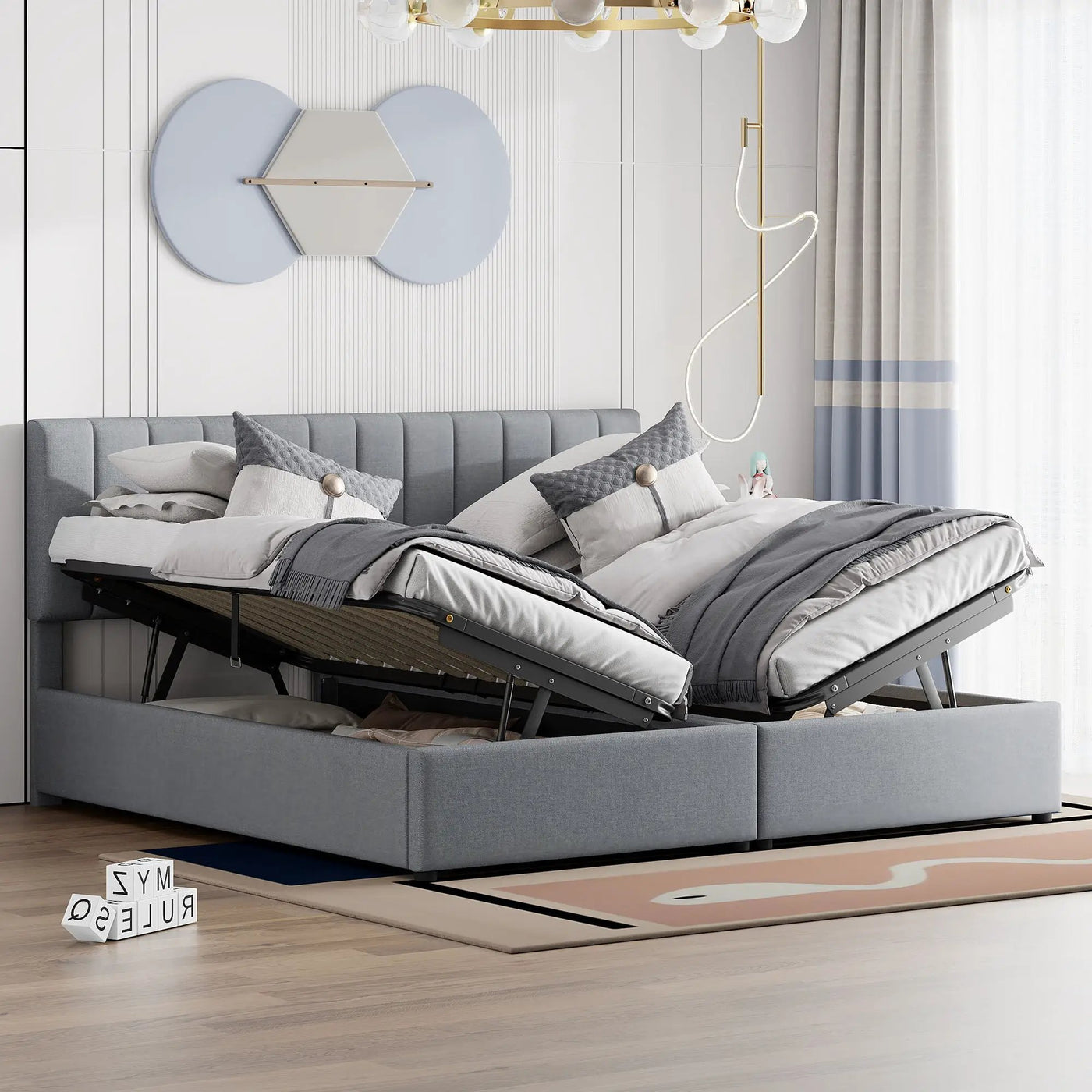 Upholstered Platform Bed With A Hydraulic Storage System by Unique Piece Furniture
