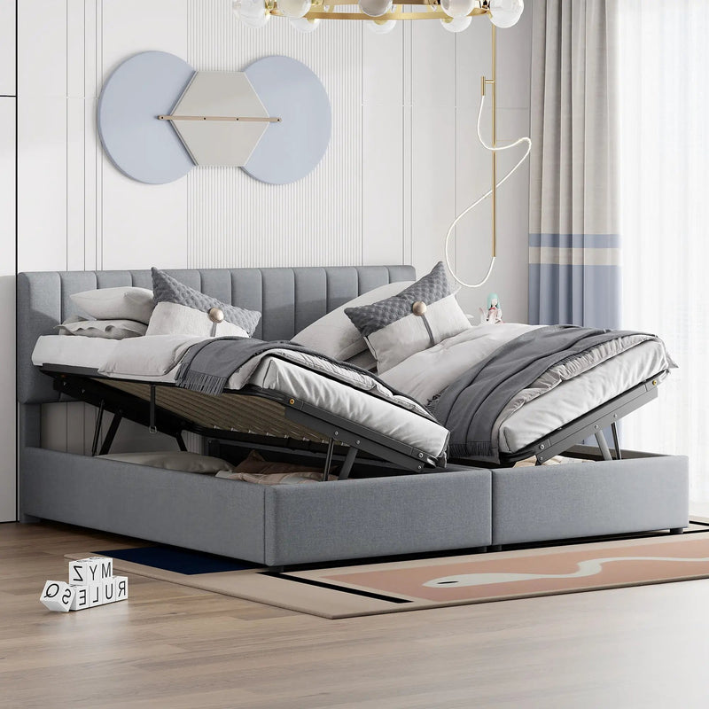 Upholstered Platform Bed With A Hydraulic Storage System by Unique Piece Furniture