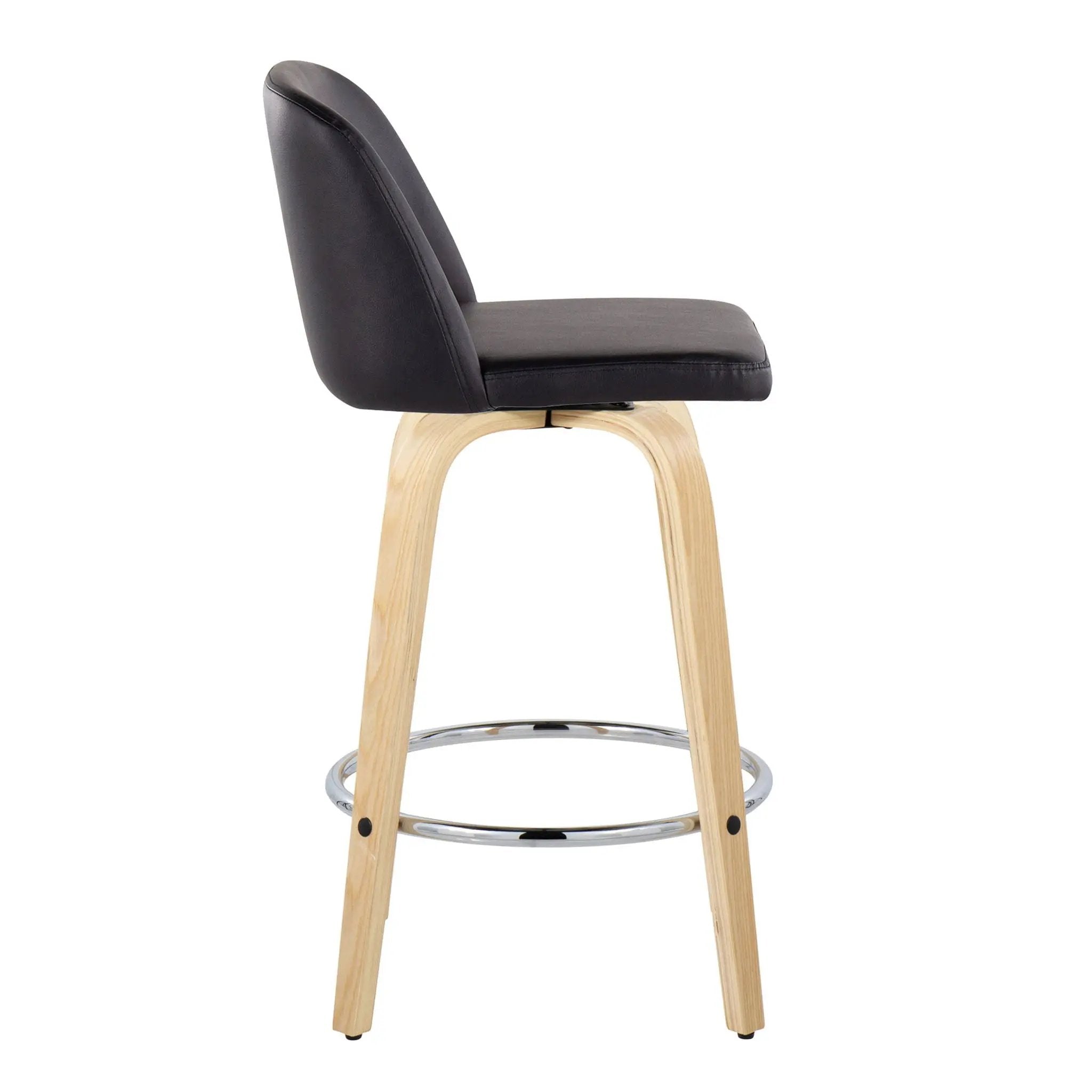 Toriano - Contemporary Fixed-Height Counter Stool With Swivel And Round Footrest (Set of 2) by Unique Piece Furniture