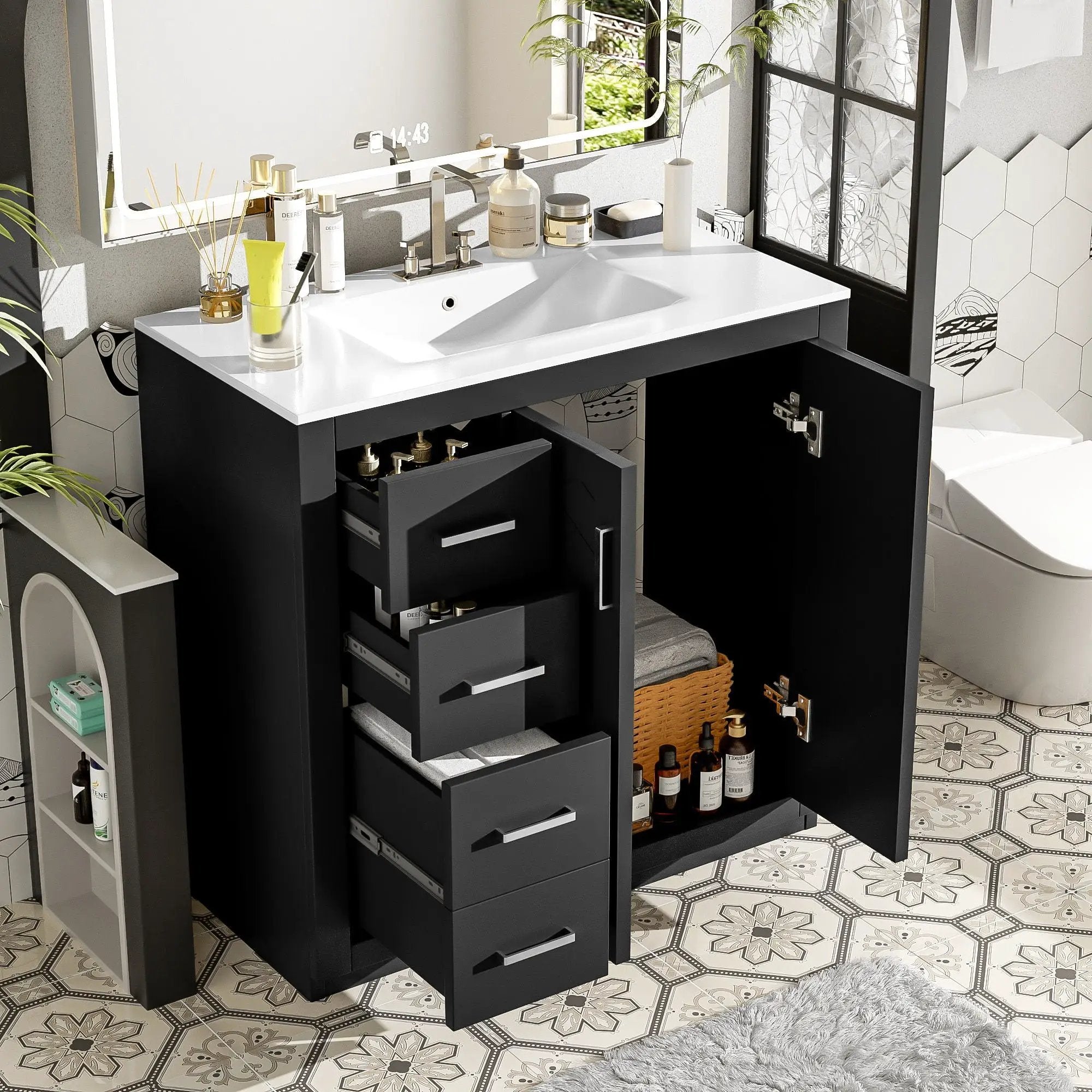 Bathroom Vanity With Sink Combo, Storage Cabinet, Freestanding Set With 3 Drawers & Soft Closing Doors by Unique Piece Furniture