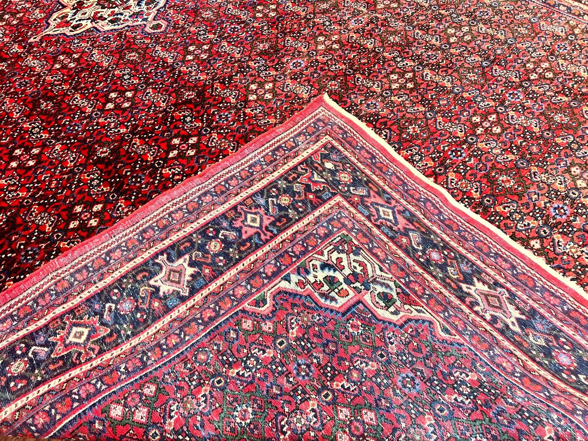 Large Persian Tribal Rug 11x17, Palace Sized Wool Handmade Vintage Carpet, Oversized Hand Knotted Rug, Red, Hamadan Dargazin Rug by Jewel Rugs