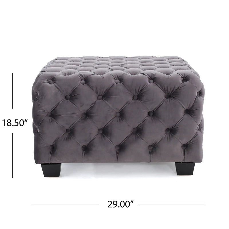 Modern Glam Ottoman with Upholstery and Button Tufted Design by HouseOfZazla