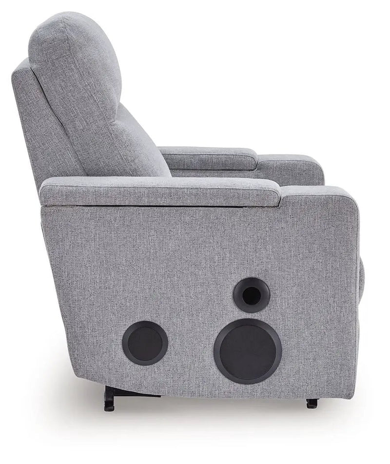 Pineland - Glider Power Recliner With Audio System - Pewter by Unique Piece Furniture