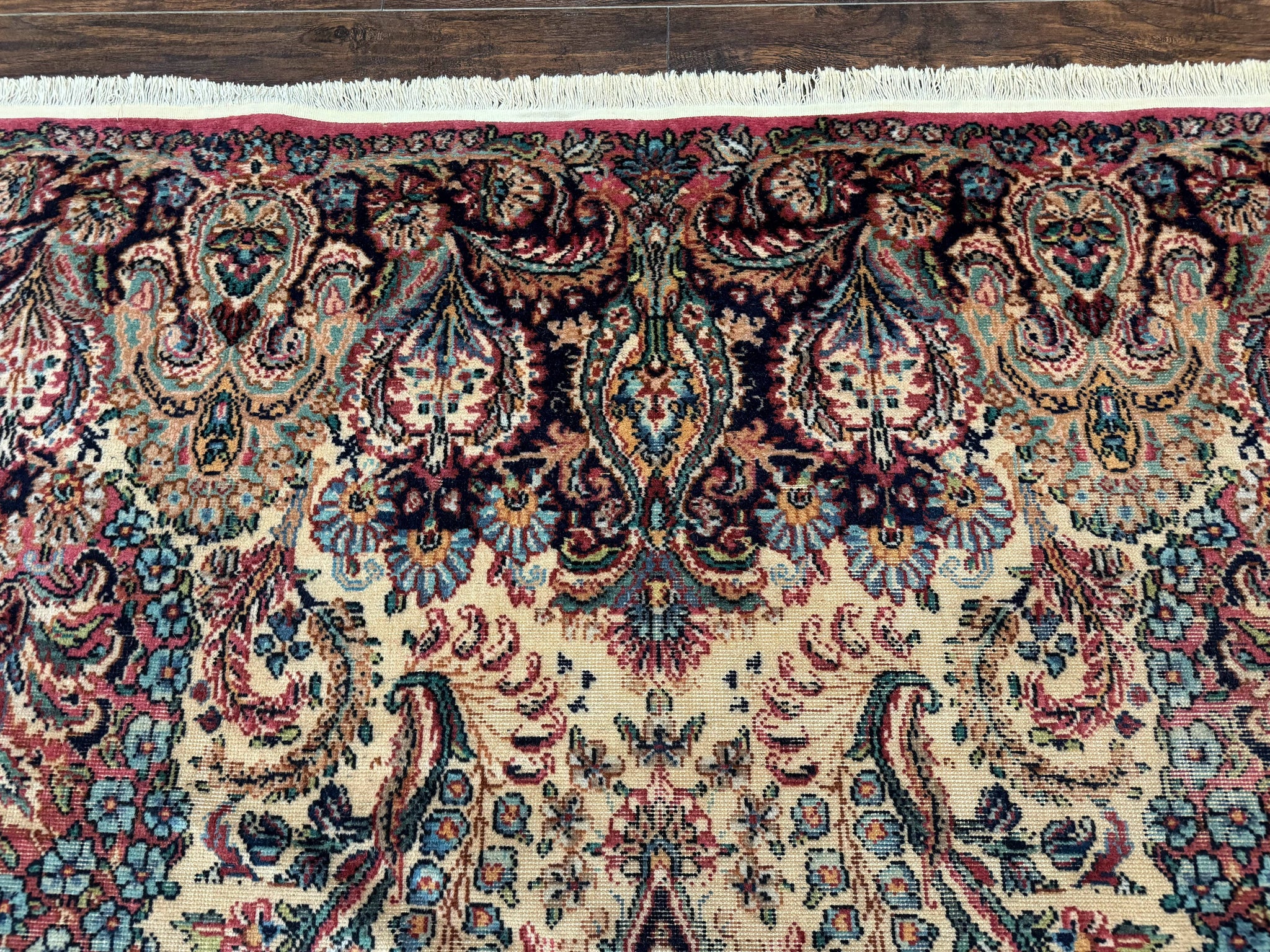 Antique Karastan Kirman Rug 8.8 x 12, Imperial Karastan #1427, Ivory Kirman by Jewel Rugs