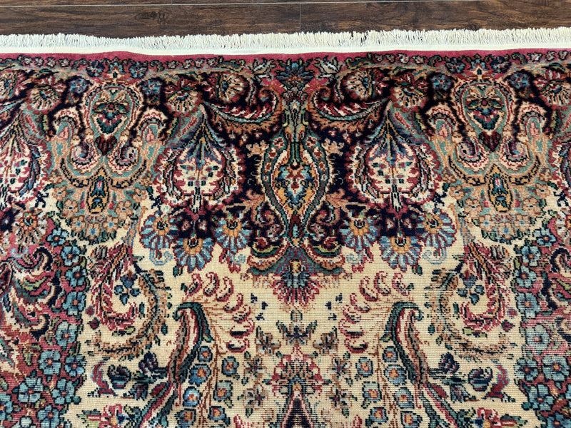 Antique Karastan Kirman Rug 8.8 x 12, Imperial Karastan #1427, Ivory Kirman by Jewel Rugs