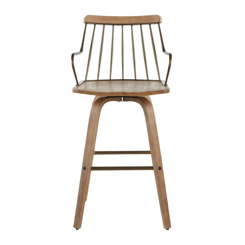 Preston - Farmhouse Counter Stool - White Washed / Antique Copper by Unique Piece Furniture
