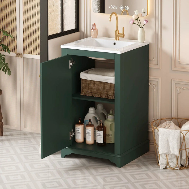 Bathroom Vanity With Sink, Freestanding Single Cabinet Set, Soft Close Door, Adjustable Shelf by Unique Piece Furniture