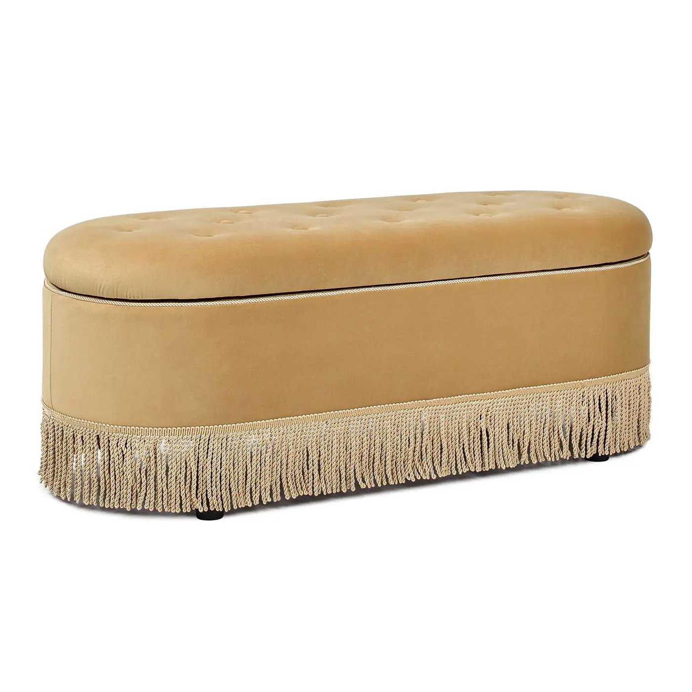 Melinda - Oval Tufted Bullion Fringe Storage Bench by Unique Piece Furniture