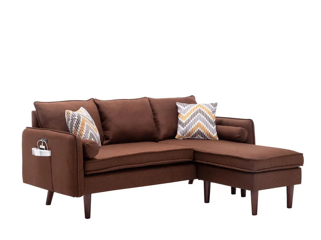 Mia - Sectional Sofa Chaise With USB Charger And Pillows by Unique Piece Furniture