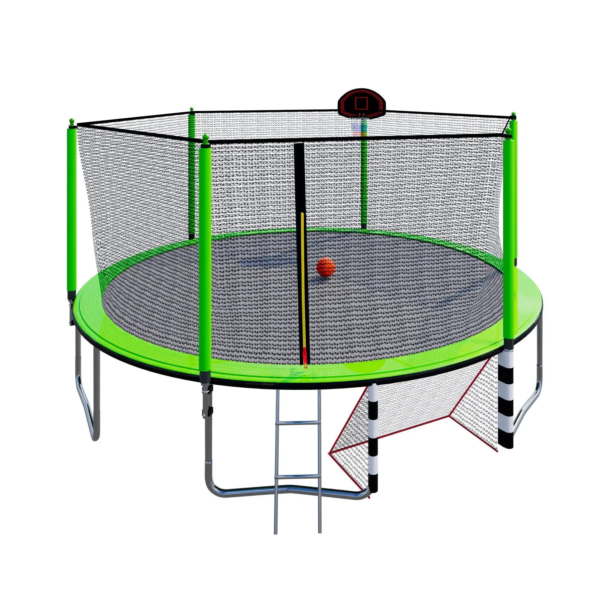 16Ft Trampoline With Basketball Hoop Pump And Ladder (Inner Safety Enclosure) With Soccer Goal by HouseOfZazla