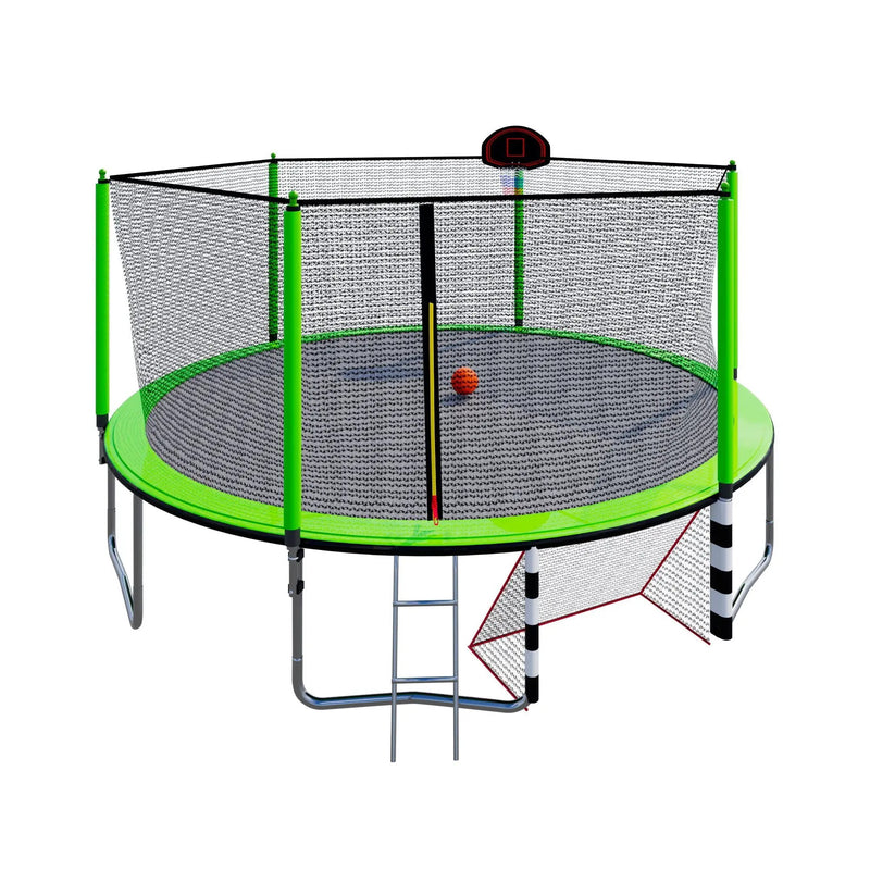 16Ft Trampoline With Basketball Hoop Pump And Ladder (Inner Safety Enclosure) With Soccer Goal by HouseOfZazla