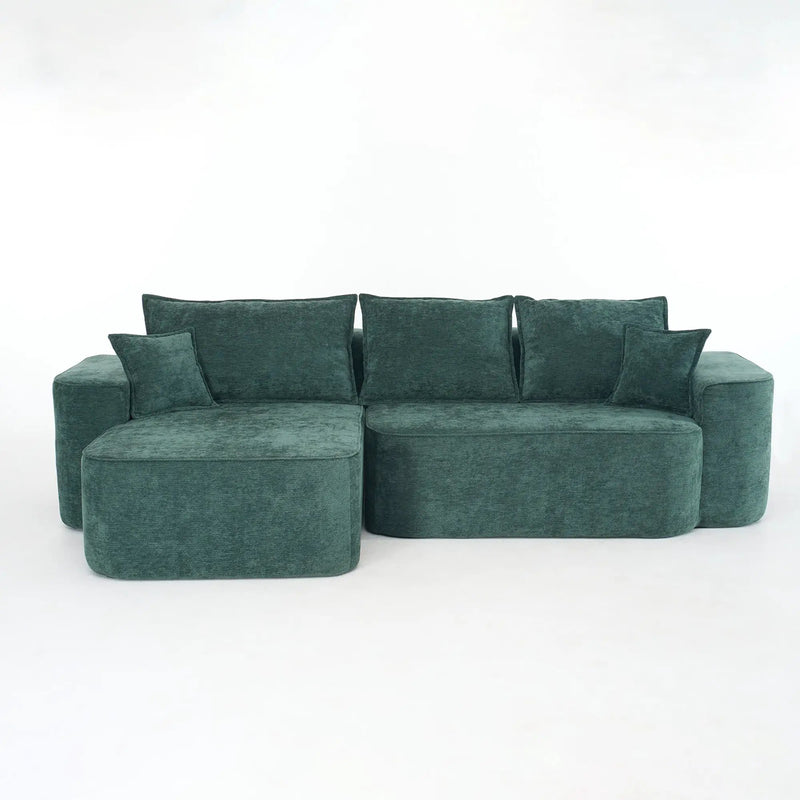 Modern Green Chenille L Shaped Sectional Sofa with Chaise by BLAKHOM