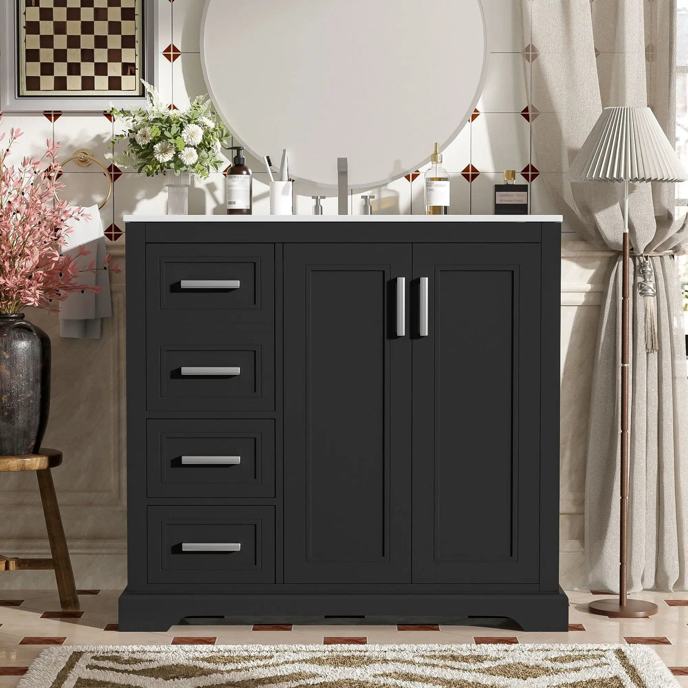 Bathroom Vanity With Sink, Soft Close Doors, Adjustable Shelf & 3 Drawers by Unique Piece Furniture