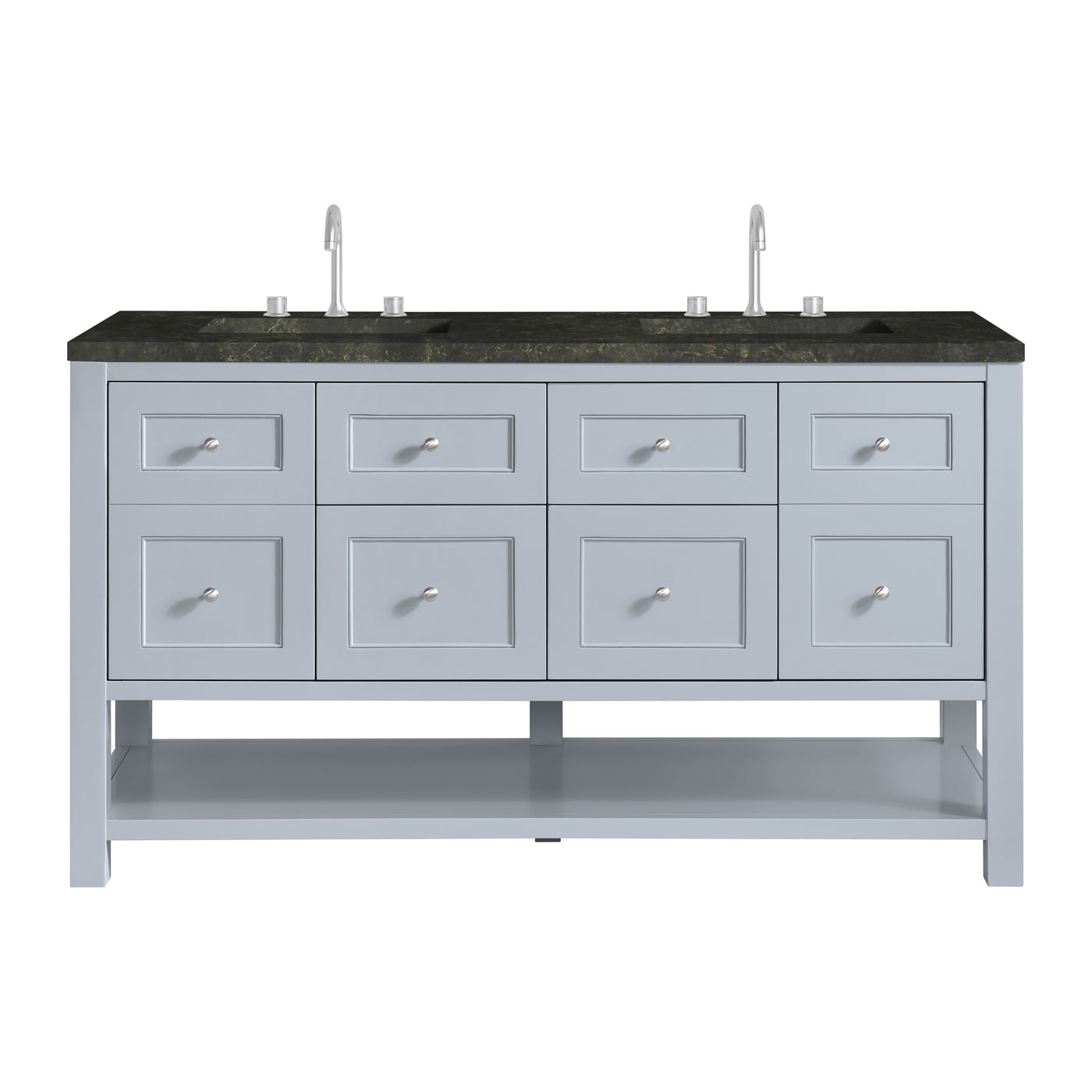 James Martin Breckenridge 60" Double Bathroom Vanity, Serenity Blue with Phantome countertop