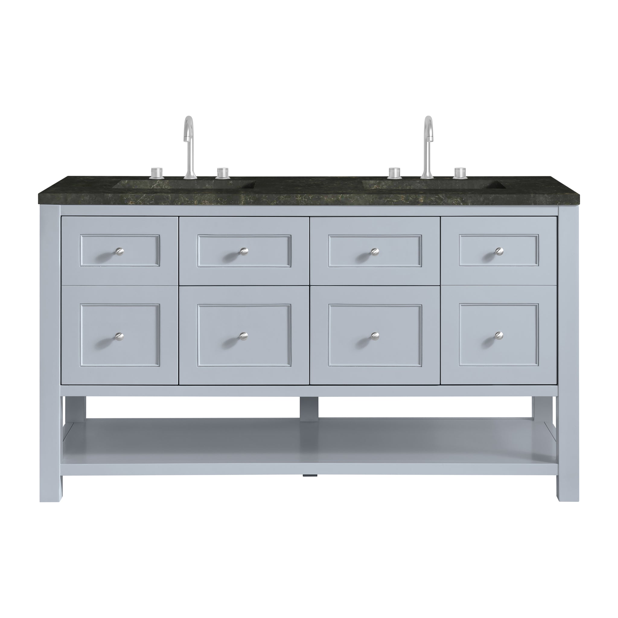 James Martin Breckenridge 60" Double Bathroom Vanity, Serenity Blue with Phantome countertop
