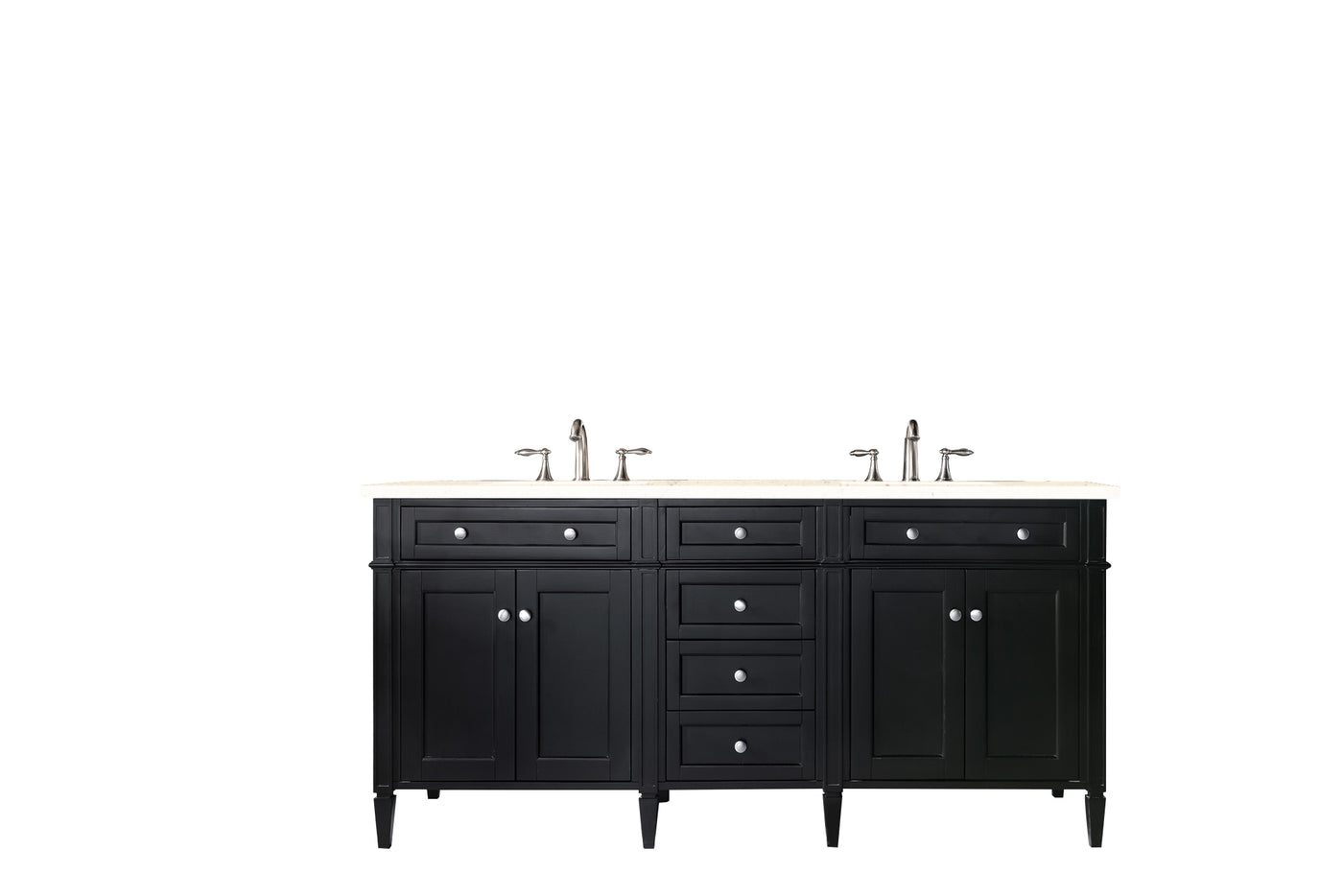 James Martin Brittany 72" Double Bathroom Vanity, Black Onyx with Eternal Marfil countertop