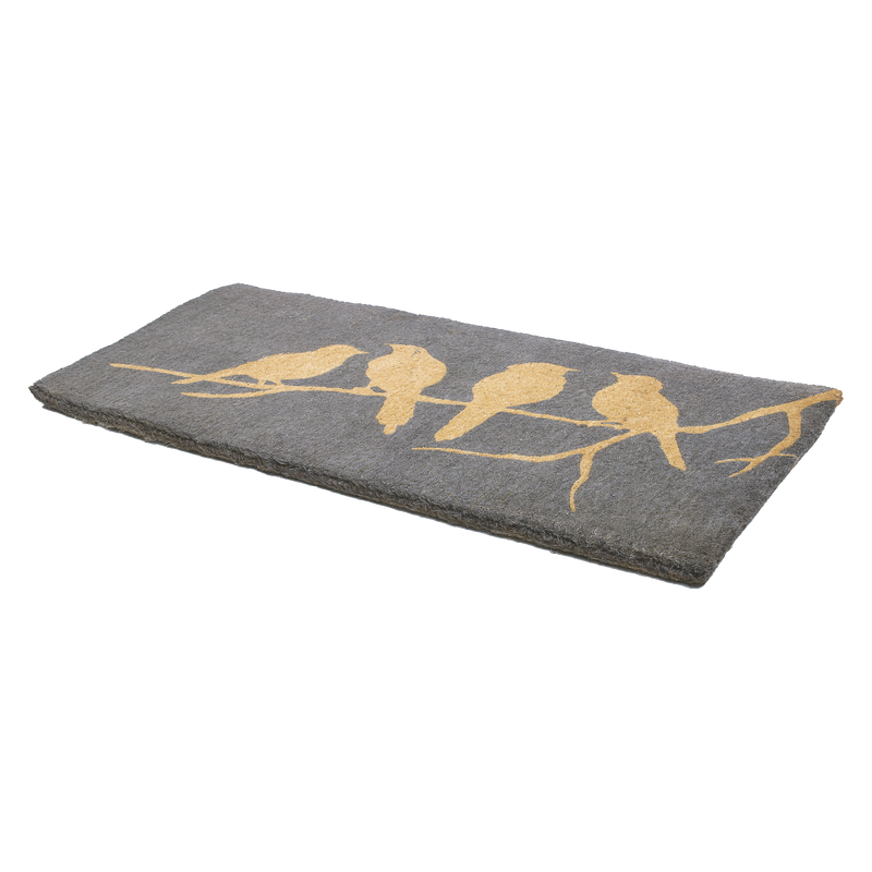 Birds On Branch - Gray Coir Doormat by Fab Habitat