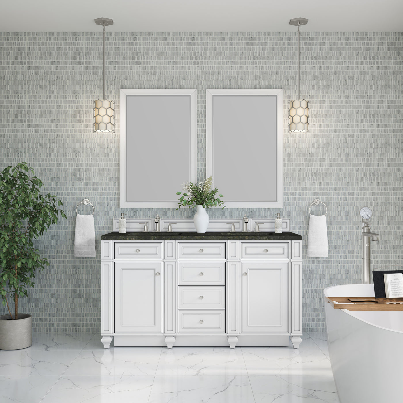 James Martin Bristol 60" Double Bathroom Vanity, Bright White, view 37