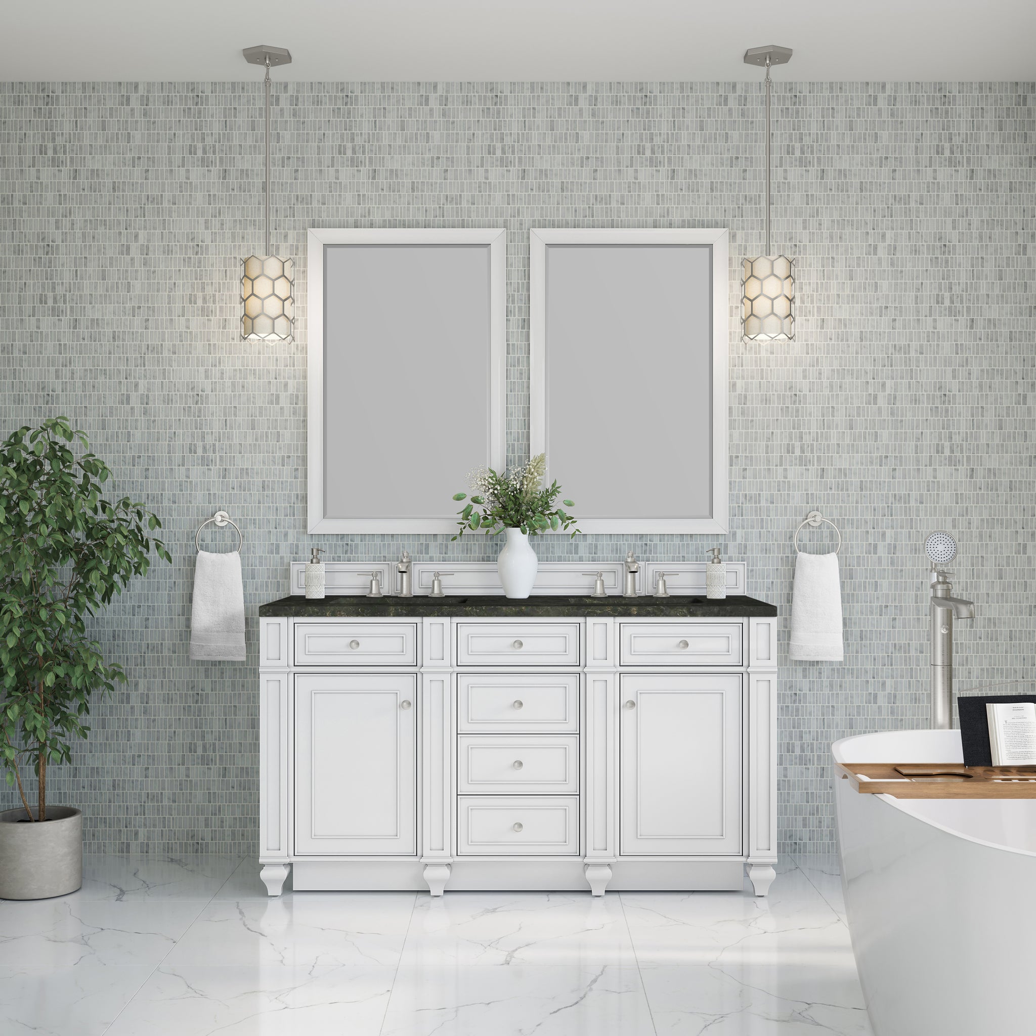 James Martin Bristol 60" Double Bathroom Vanity, Bright White, view 37