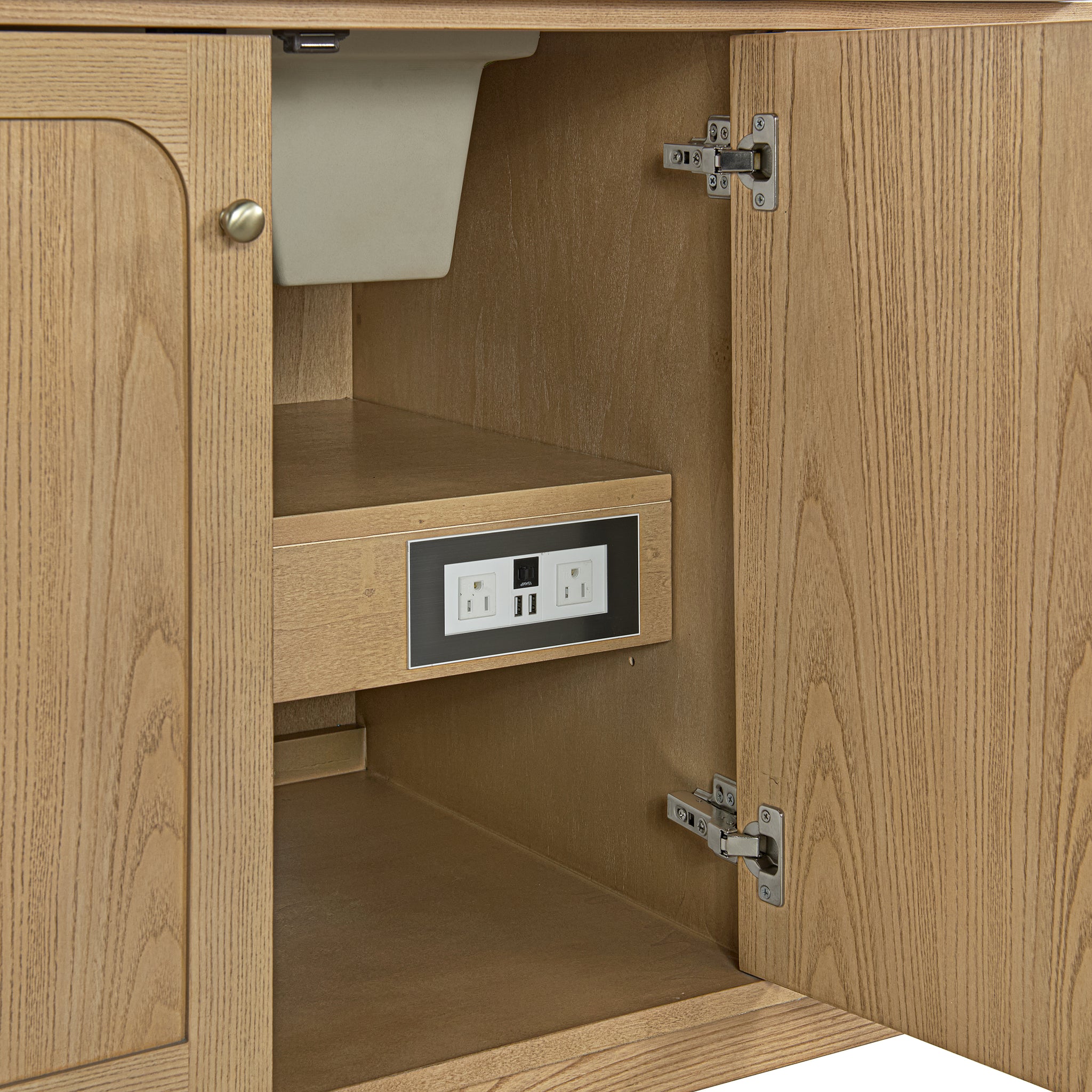 James Martin Laurent 60" Dual Mount Single Bathroom Vanity, Light Natural Oak, view 27