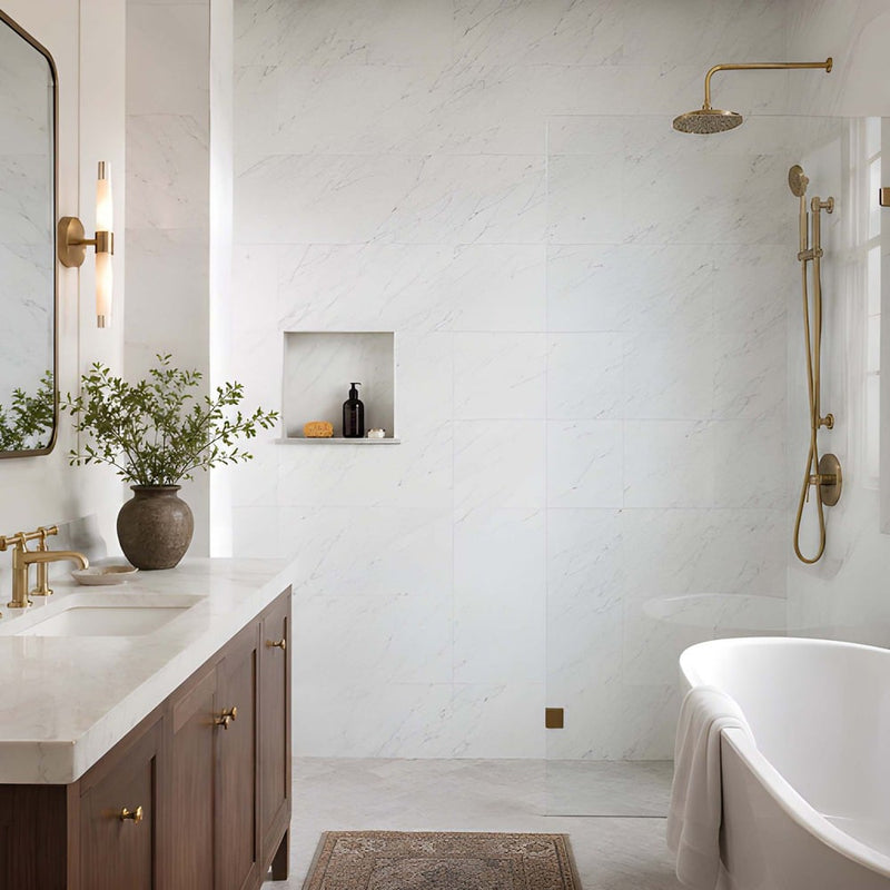 Bianco Dolomite Classic Polished Marble Tiles 12x12 Marble Polished 12x12 Tiles — 2