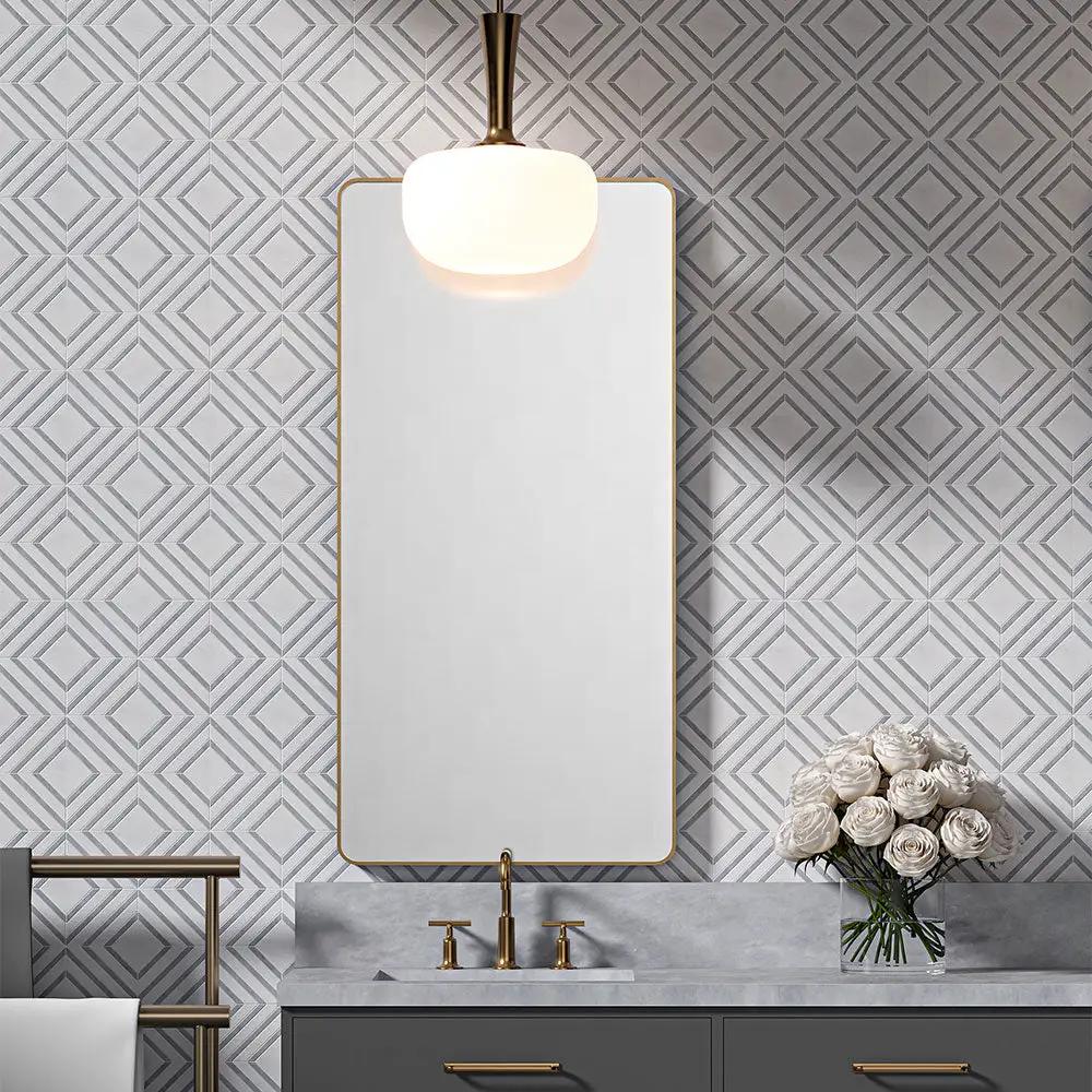 Bianco Dolomiti, Bardiglio Light Multi Finish Altair Marble Mosaics 9x11 1/4 room scene