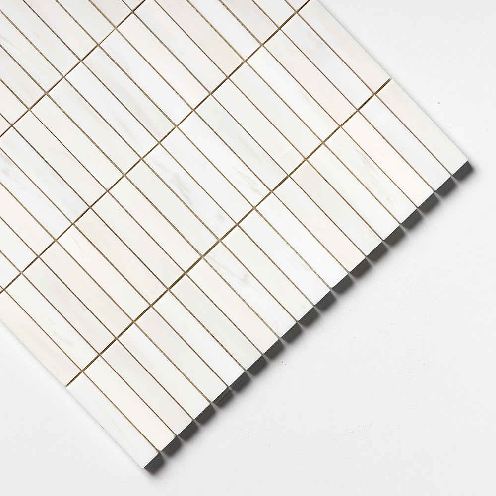 Bianco Dolomiti Honed 5/8x3 Marble Mosaics 12x12 Marble Honed 12x12 Mosaics — 3
