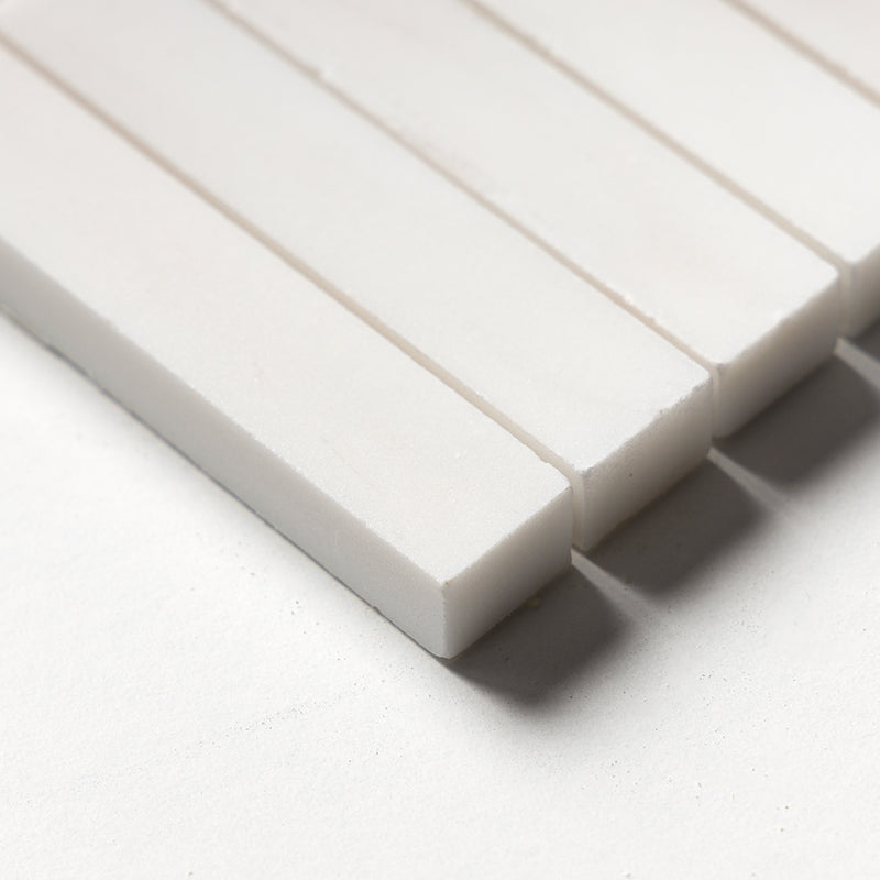 Bianco Dolomiti Honed 5/8x3 Marble Mosaics 12x12 Marble Honed 12x12 Mosaics — 4