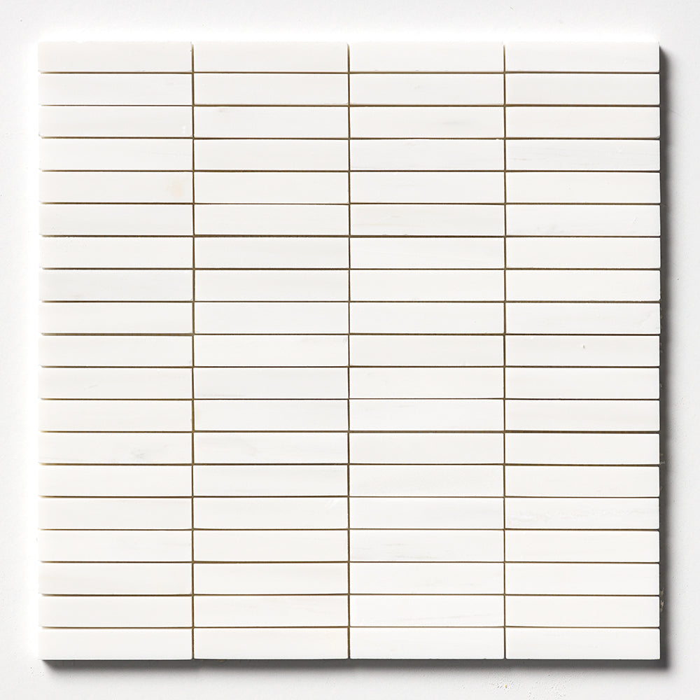Bianco Dolomiti Honed 5/8x3 Marble Mosaics 12x12 Marble Honed 12x12 Mosaics