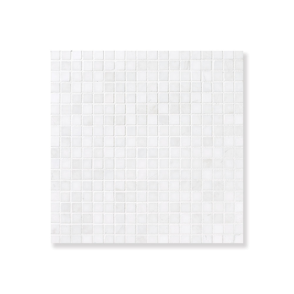 Bianco Dolomiti Honed Staggered Joint 5/8x5/8 Marble Mosaics 12x12 Marble Honed 12x12 Mosaics