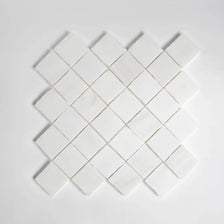 Snow White Honed Artesan Cut Marble Mosaics 12x12