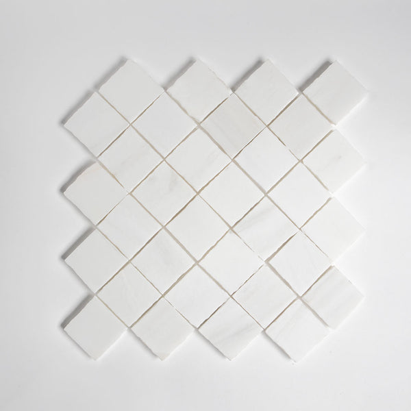 Bianco Dolomiti Honed Artesan Cut Marble Mosaics 12x12